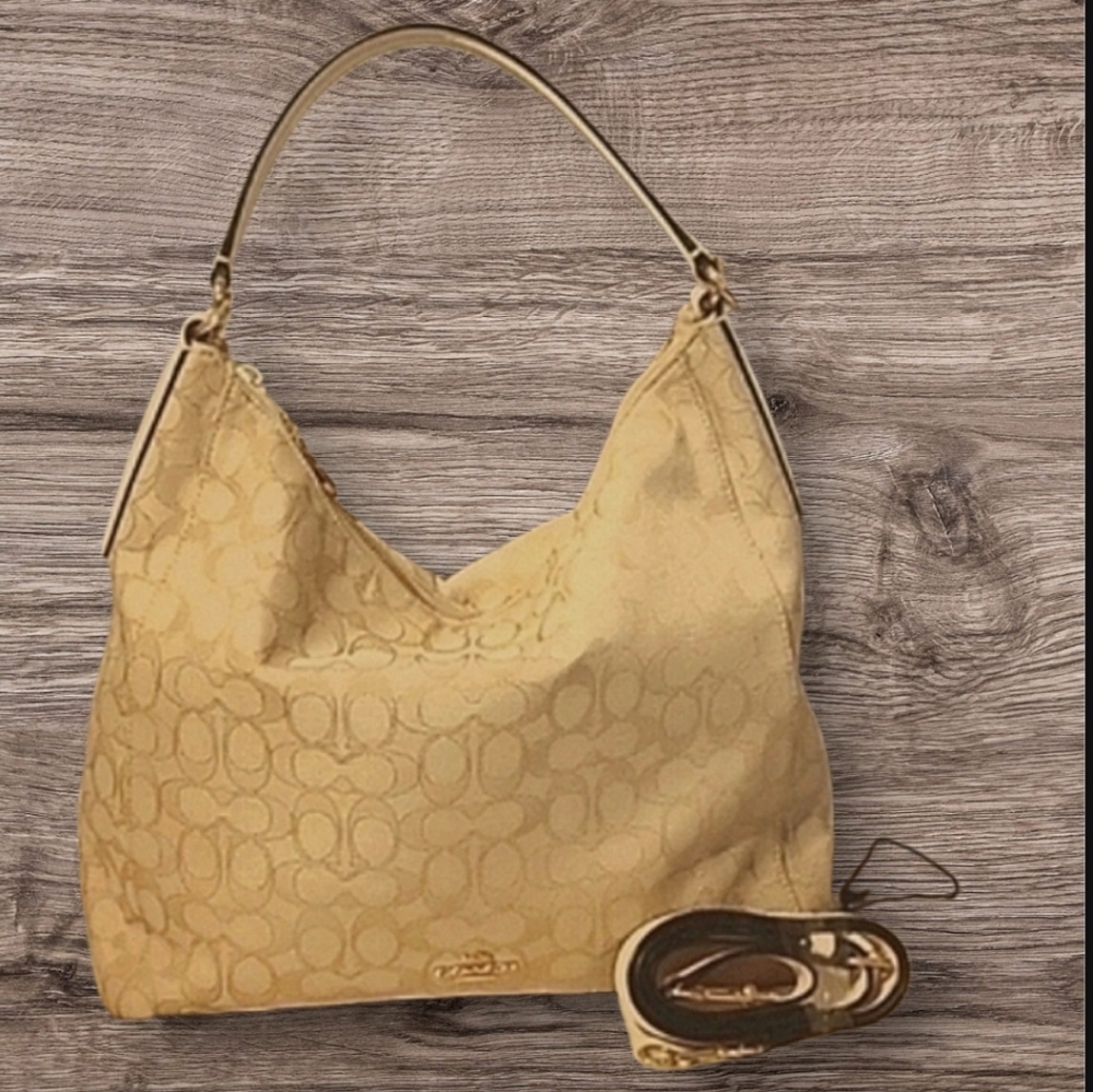 SALE Coach Celeste Convertible Hobo/Shoulder/Crossbody Bag Khaki/Chalk Handbag - Picture 4 of 12